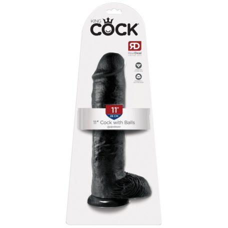 King Cock 11 dildo here golyókkal 28 cm - fekete