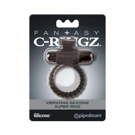 Fantasy C-Ringz Vibrating Silicone Super Ring - Black Vibrációs farokgyűrű