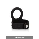CalExotics Tri-Snap Scrotum Support Ring herezacskó tartógyűrű Nagy Fekete