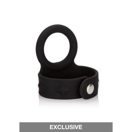 CalExotics Tri-Snap Scrotum Support Ring herezacskó tartógyűrű Nagy Fekete