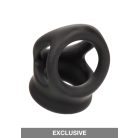 CalExotics Alpha Liquid Silicone Dual Cage & Ring BLACK farokgyűrű