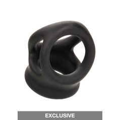   CalExotics Alpha Liquid Silicone Dual Cage & Ring BLACK farokgyűrű