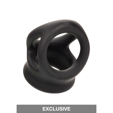 CalExotics Alpha Liquid Silicone Dual Cage & Ring BLACK farokgyűrű