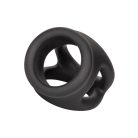 CalExotics Alpha Liquid Silicone Dual Cage & Ring BLACK farokgyűrű
