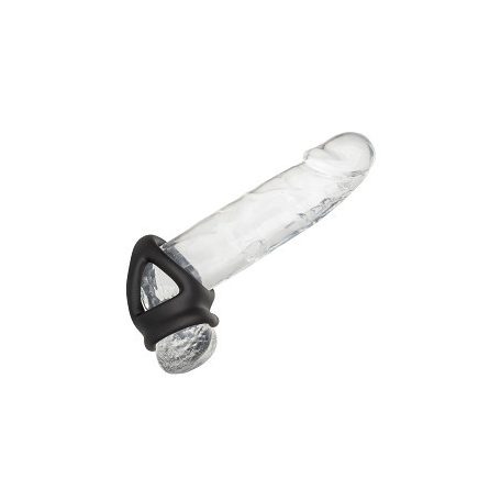 CalExotics Alpha Liquid Silicone Dual Cage & Ring BLACK farokgyűrű