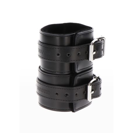 Taboom Bondage Essentials Wrist Cuffs Vegan Bőr csukló bilincs Fekete