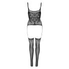 Net Suspender Bodystocking Fekete