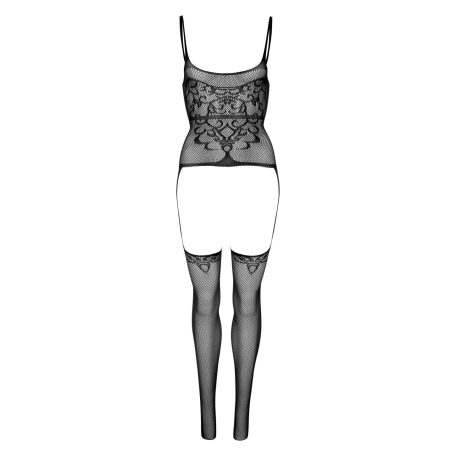 Net Suspender Bodystocking Fekete
