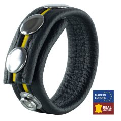 Bőr Farokgyűrű 3 patentos  Fekete-Sárga