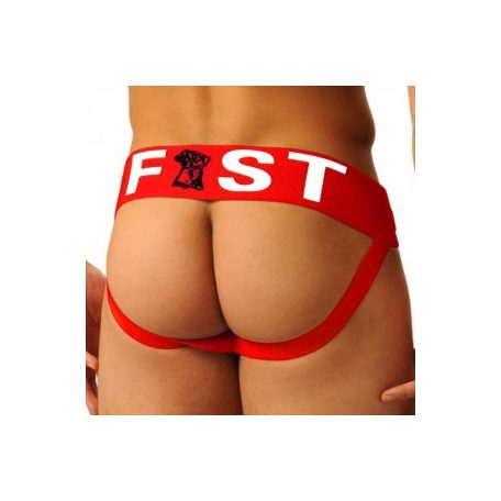 Fist Logo Red Jockstrap (Size: L)
