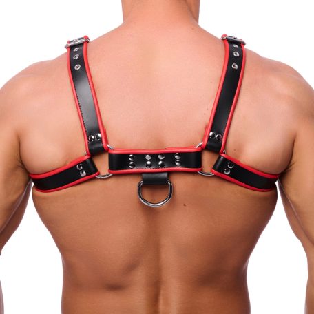Premium Black-Red Leather Harness  L/XL